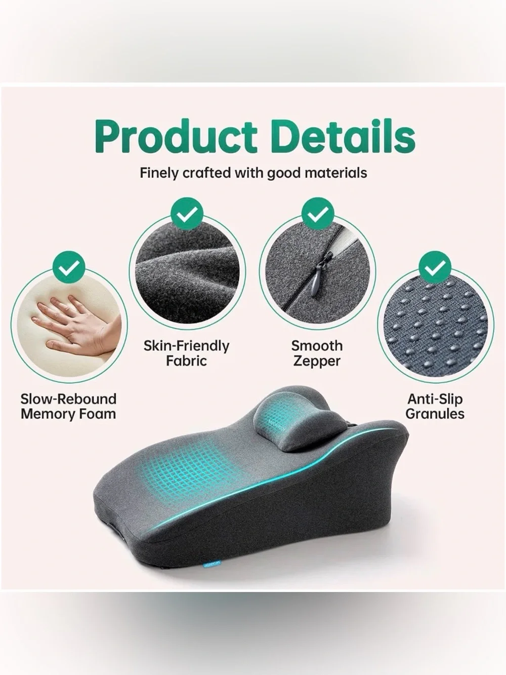 NIB - MOONYOOY Ergonomic Memory Foam Wedge Pillow